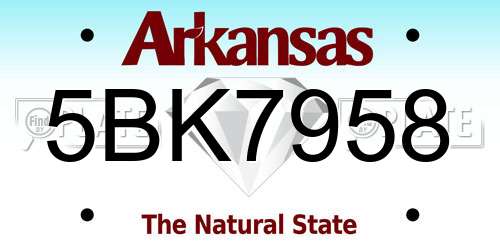 5BK7958 Arkansas License Plate