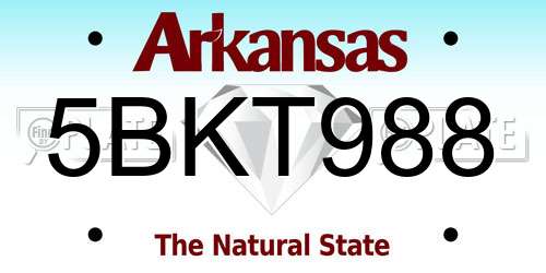 5BKT988 Arkansas License Plate