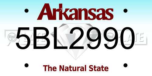 5BL2990 Arkansas License Plate