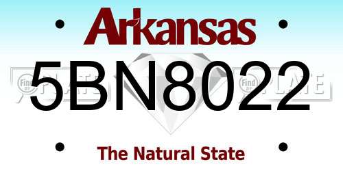 5BN8022 Arkansas License Plate