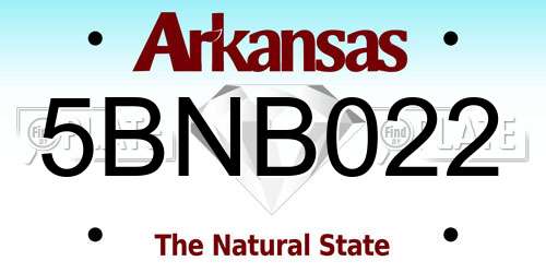 5BNB022 Arkansas License Plate