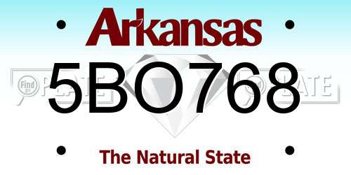 5BO768 Arkansas License Plate