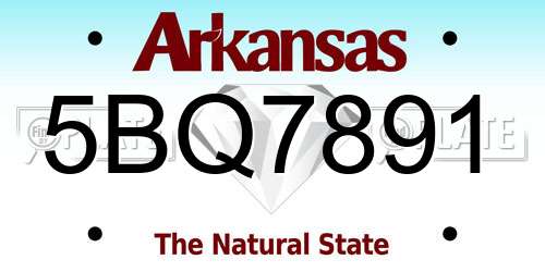 5BQ7891 Arkansas License Plate