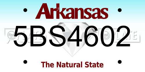 5BS4602 Arkansas License Plate