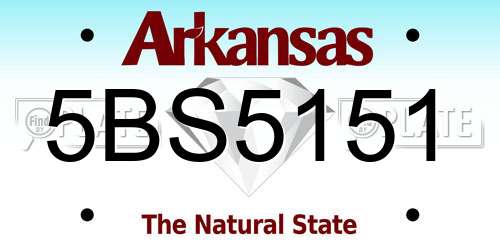 5BS5151 Arkansas License Plate