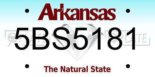 5BS5181 Arkansas License Plate