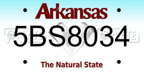 5BS8034 Arkansas License Plate