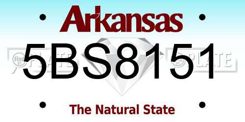 5BS8151 Arkansas License Plate