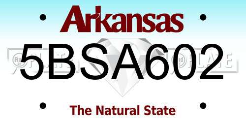 5BSA602 Arkansas License Plate