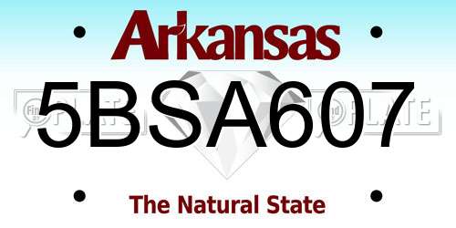 5BSA607 Arkansas License Plate