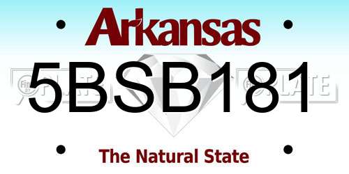 5BSB181 Arkansas License Plate