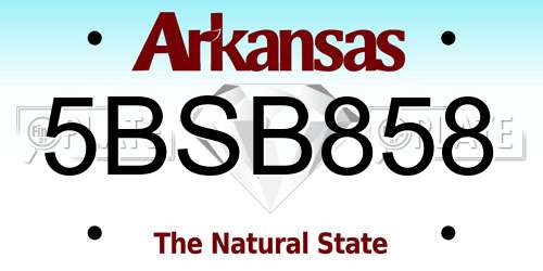 5BSB858 Arkansas License Plate