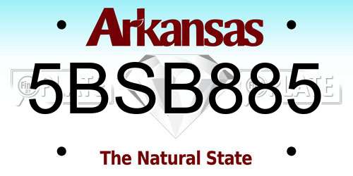 5BSB885 Arkansas License Plate