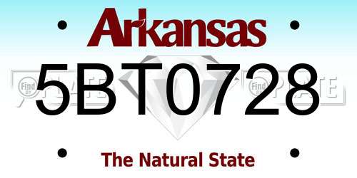 5BT0728 Arkansas License Plate