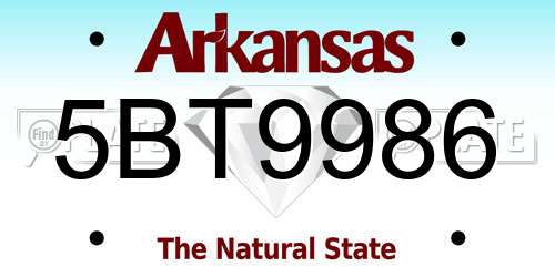 5BT9986 Arkansas License Plate