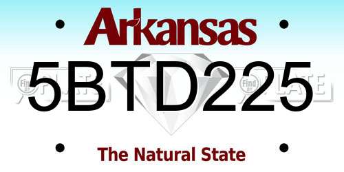 5BTD225 Arkansas License Plate