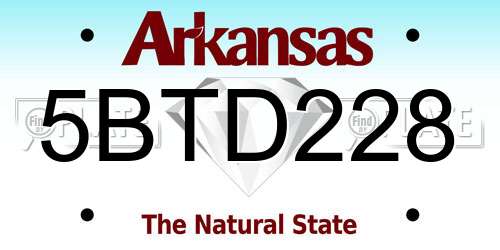5BTD228 Arkansas License Plate