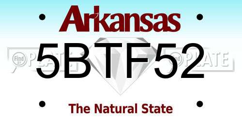 5BTF52 Arkansas License Plate