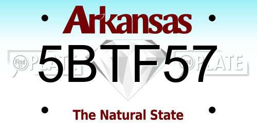 5BTF57 Arkansas License Plate