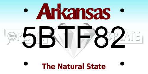 5BTF82 Arkansas License Plate
