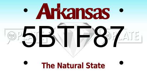 5BTF87 Arkansas License Plate