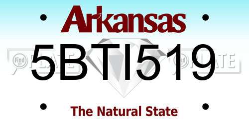 5BTI519 Arkansas License Plate