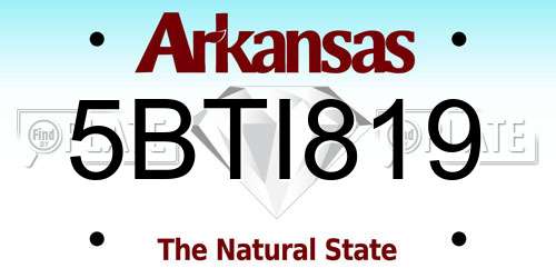 5BTI819 Arkansas License Plate