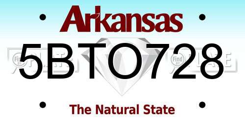 5BTO728 Arkansas License Plate