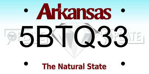 5BTQ33 Arkansas License Plate