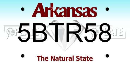 5BTR58 Arkansas License Plate