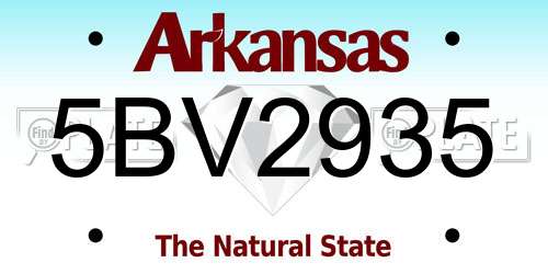 5BV2935 Arkansas License Plate