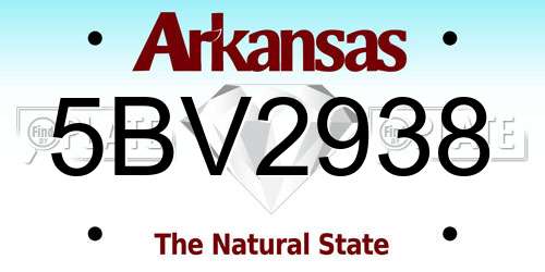 5BV2938 Arkansas License Plate