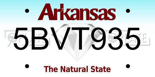 5BVT935 Arkansas License Plate