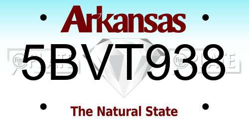 5BVT938 Arkansas License Plate