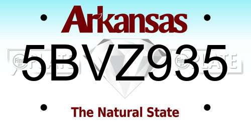 5BVZ935 Arkansas License Plate