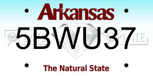 5BWU37 Arkansas License Plate
