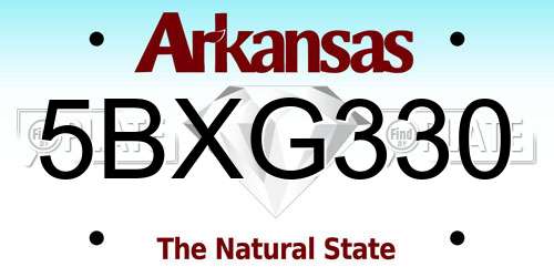 5BXG330 Arkansas License Plate