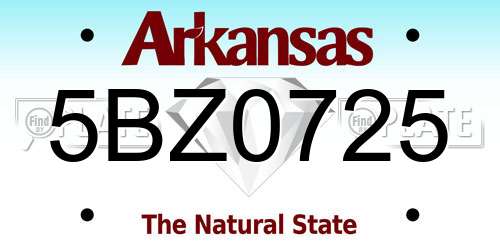 5BZ0725 Arkansas License Plate