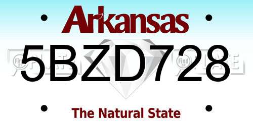 5BZD728 Arkansas License Plate