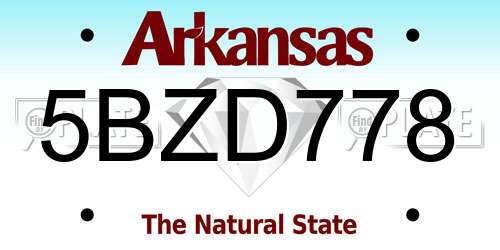 5BZD778 Arkansas License Plate