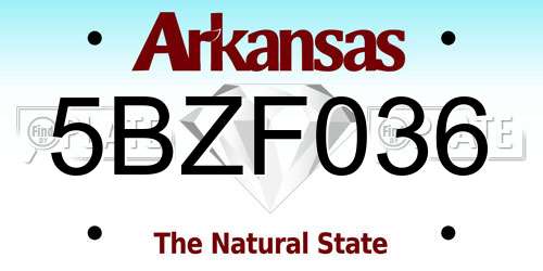 5BZF036 Arkansas License Plate