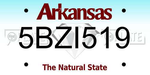 5BZI519 Arkansas License Plate