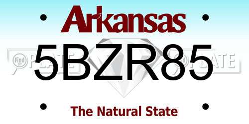 5BZR85 Arkansas License Plate