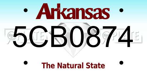 5CB0874 Arkansas License Plate