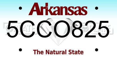 5CCO825 Arkansas License Plate