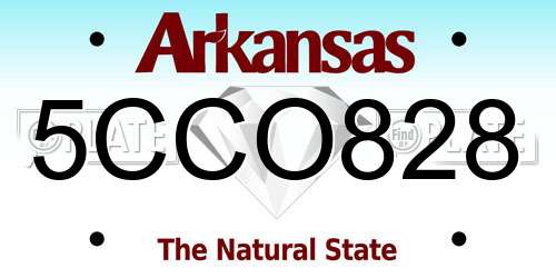 5CCO828 Arkansas License Plate