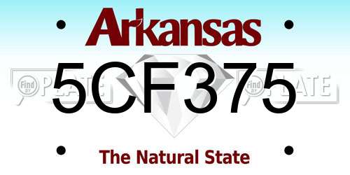 5CF375 Arkansas License Plate