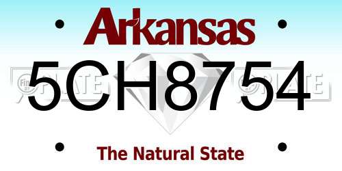 5CH8754 Arkansas License Plate