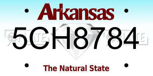 5CH8784 Arkansas License Plate
