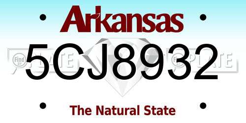5CJ8932 Arkansas License Plate